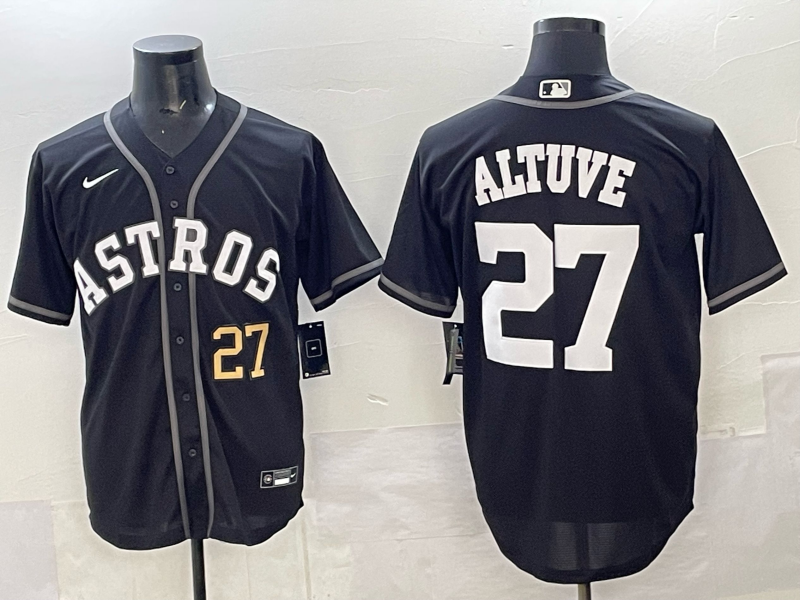 Men Houston Astros 27 Altuve Black Nike 2025 MLB Jersey 003